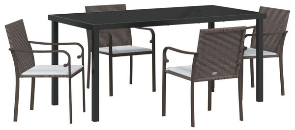 Kert étkező szett 5 pcs Barna és fekete PE Rattan
