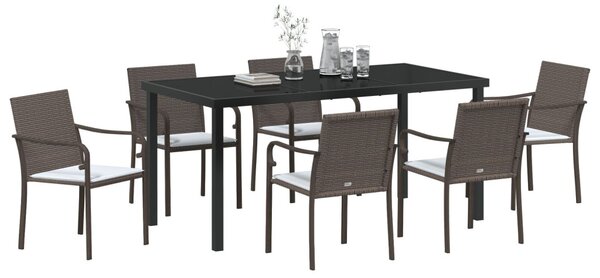 Kert étkező szett 7 pcs Barna és fekete PE Rattan