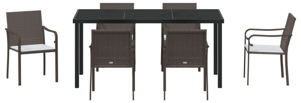 Kert étkező szett 7 pcs Barna és fekete PE Rattan