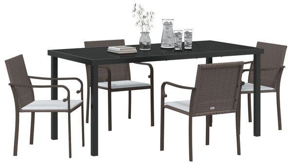 Kert étkező szett 5 pcs Barna és fekete PE Rattan
