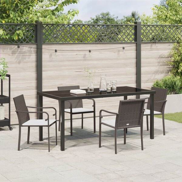Kert étkező szett 5 pcs Barna és fekete PE Rattan