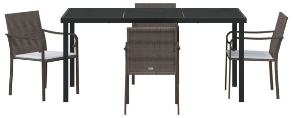 Kert étkező szett 5 pcs Barna és fekete PE Rattan