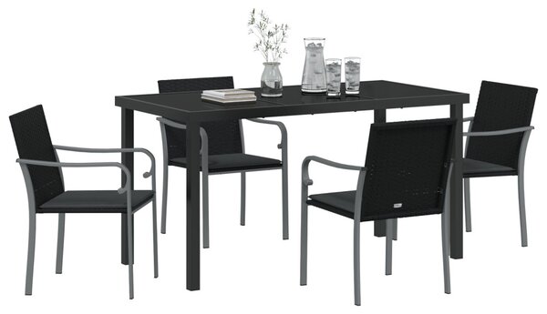 Kert étkező szett 5 pcs Fekete és Szürke PE Rattan