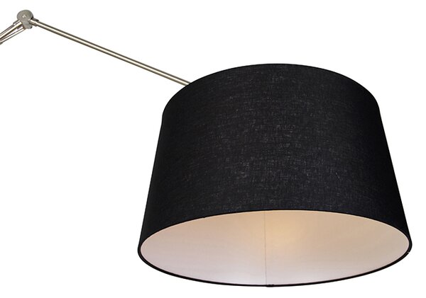 Modern állólámpa acélból, fekete vászon árnyékolóval 45 cm - Editor