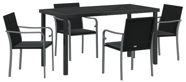 Kert étkező szett 5 pcs Fekete és Szürke PE Rattan