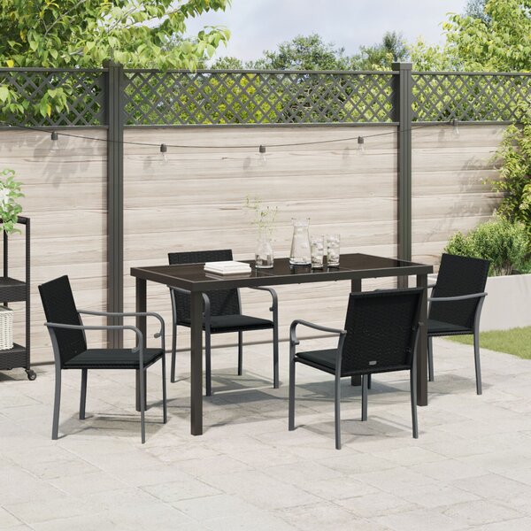 Kert étkező szett 5 pcs Fekete és Szürke PE Rattan