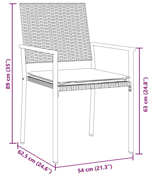 Kert étkező szett 7 pcs Fekete és Világosszürke PE Rattan