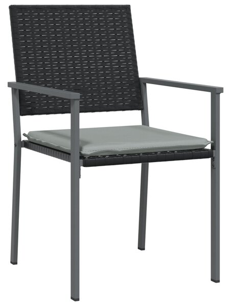 Kert étkező szett 7 pcs Fekete és Világosszürke PE Rattan