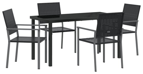 Kert étkező szett 5 pcs Fekete PE Rattan