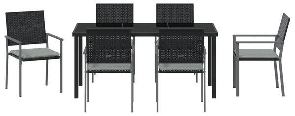 Kert étkező szett 7 pcs Fekete és Világosszürke PE Rattan