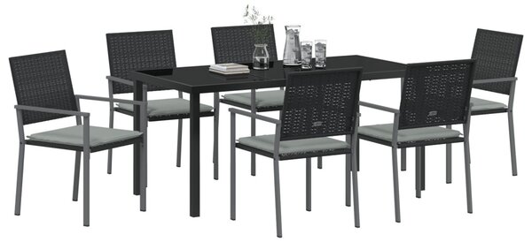 Kert étkező szett 7 pcs Fekete és Világosszürke PE Rattan