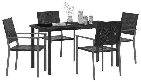 Kert étkező szett 5 pcs Fekete PE Rattan