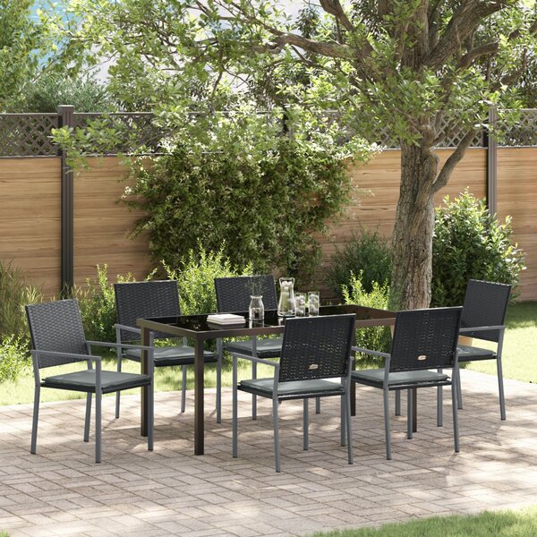 Kert étkező szett 7 pcs Fekete és Világosszürke PE Rattan
