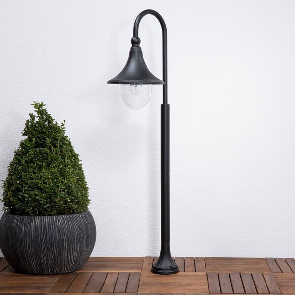 Lindby Daphne ösvényvilágítás, 120 cm, fekete, fém, E27, dimmelhető, Fekete, Alumínium, Modern