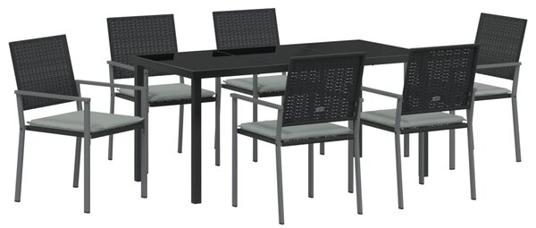 Kert étkező szett 7 pcs Fekete és Világosszürke PE Rattan