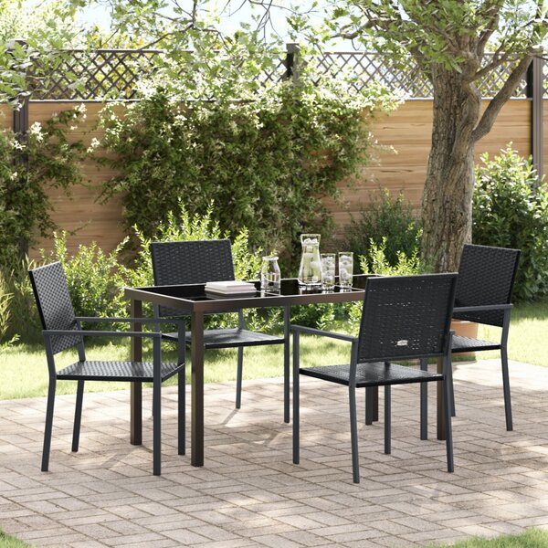 Kert étkező szett 5 pcs Fekete PE Rattan