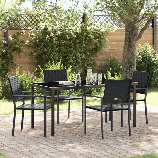 VidaXL 3 darabos szett Fekete PE rattan, porszórt acél 54x62.5x89 cm
