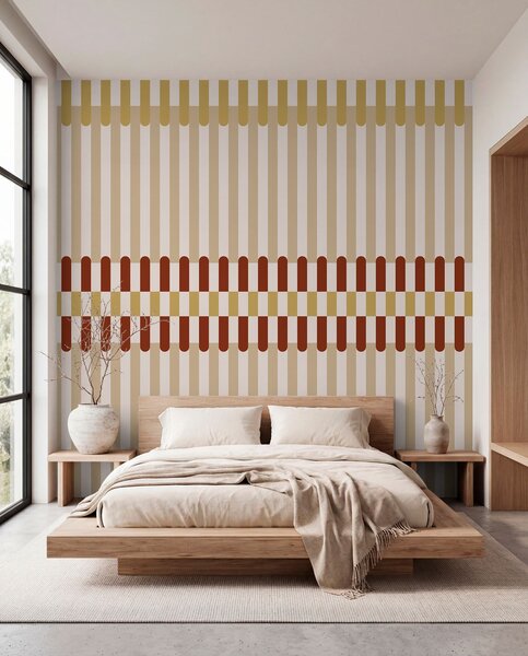 Fotótapéta Csíkos mintázat bézs és terrakotta árnyalatokban, Fotótapéta geometria, w05150v3 : Uwalls.hu