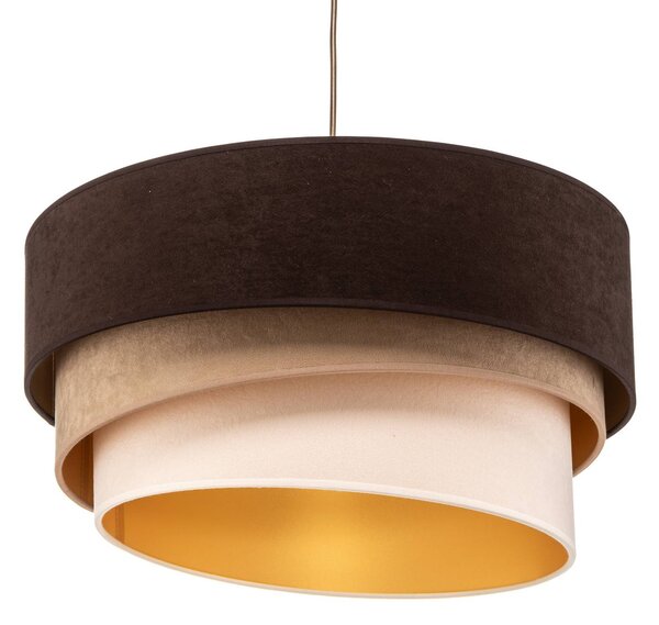 Duolla Lógó világítás Devon, barna/bézs/ecru/arany Ø45cm, dimmelhető, Barna / rozsda, Nappali / Étkező, Textil / szövet / selyem, Modern