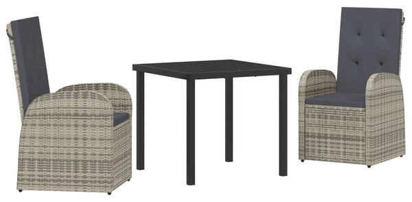 Kert étkező szett párnával 3 pcs Szürke polirattan