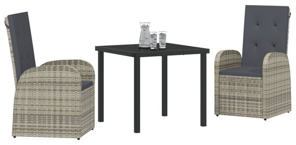 Kert étkező szett párnával 3 pcs Szürke polirattan