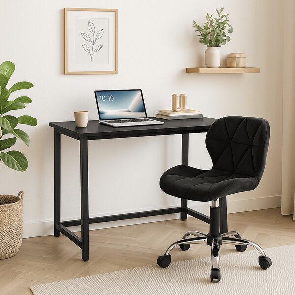 Dolgozószobai szett – összecsukható íróasztal ZARIMO 80×40 cm fekete + irodai szék AVOLA VELVET fekete