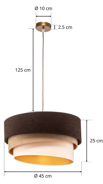 Duolla Lógó világítás Devon, barna/bézs/ecru/arany Ø45cm, dimmelhető, Barna / rozsda, Nappali / Étkező, Textil / szövet / selyem, Modern
