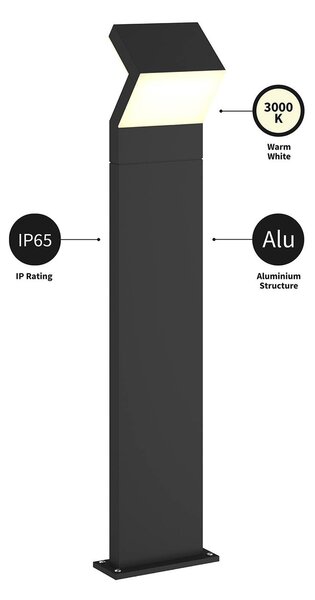 Arcchio LED-es útvilágítás Havin, antracit, fém, 100cm, Fekete, Alumínium, Modern