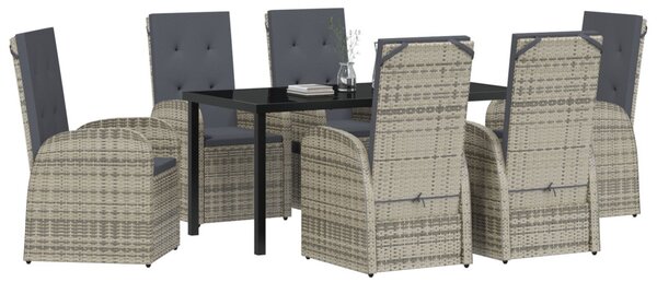 Kert étkező szett párnával 7 pcs Szürke polirattan