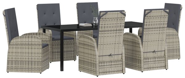 Kert étkező szett párnával 7 pcs Szürke polirattan