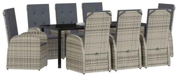 Kert étkező szett párnával 9 pcs Szürke polirattan