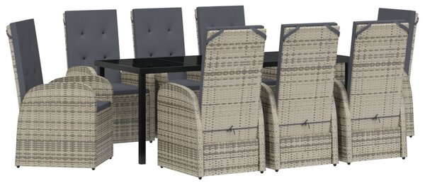 Kert étkező szett párnával 9 pcs Szürke polirattan