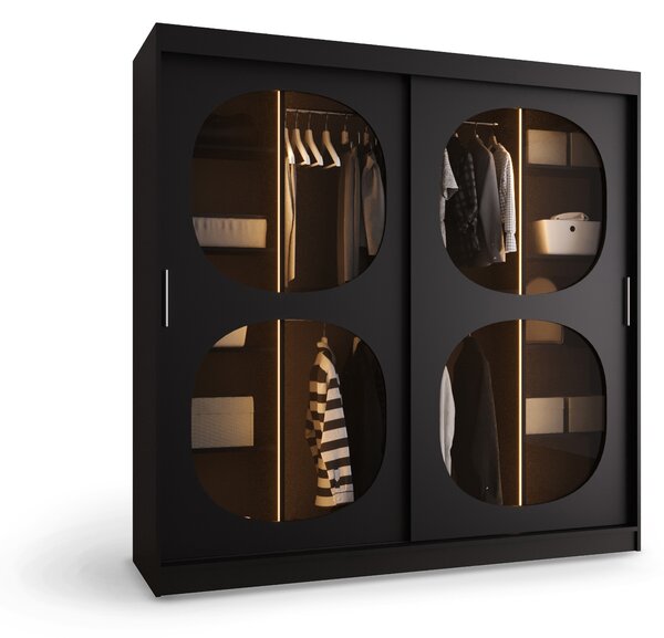 BAREN 2 ruhásszekrény 200x200x62 - fekete
