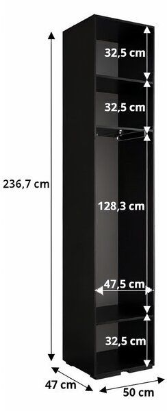 INOVA 4 ruhásszekrény 50x237x47 - fehér