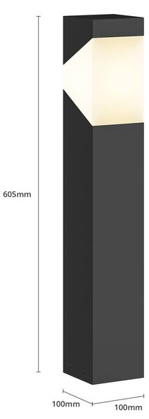 Lucande Kiran állólámpa, 60 cm, szürke, fém, IP44, E27, dimmelhető, Fekete, Alumínium, Modern