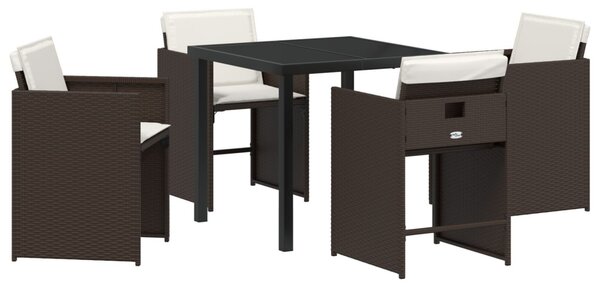 Kert étkező szett párnával 5 pcs Barna polirattan