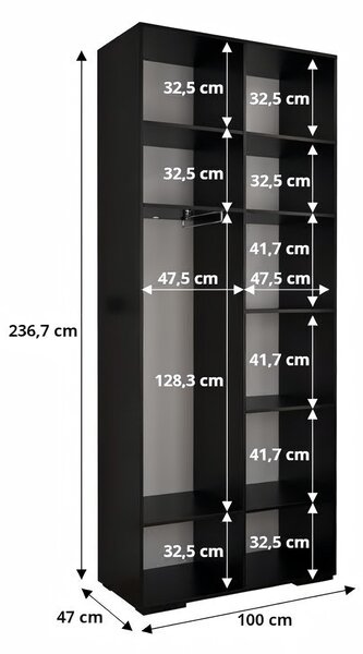 INOVA 4 ruhásszekrény 100x237x47 - kasmír