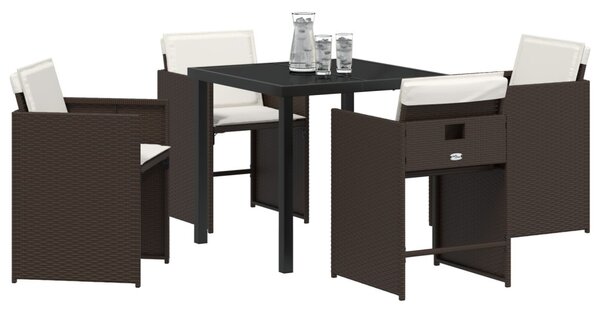 Kert étkező szett párnával 5 pcs Barna polirattan