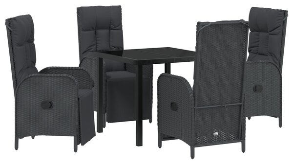 Kert étkező szett párnával 5 pcs Fekete polirattan