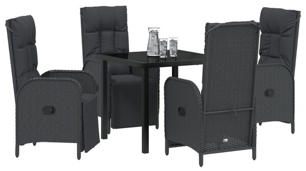 Kert étkező szett párnával 5 pcs Fekete polirattan