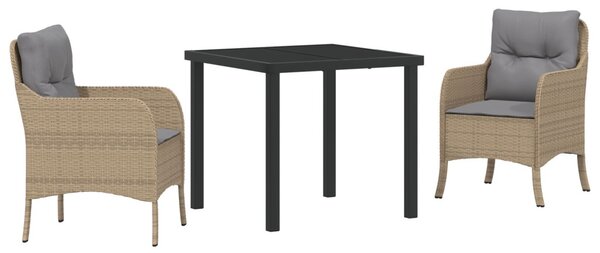 Kert étkező szett párnával 3 pcs Bézs polirattan