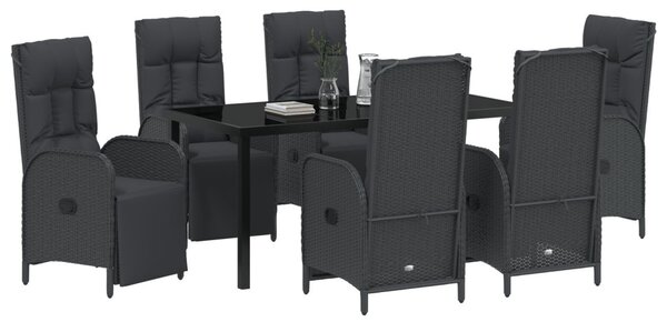 Kert étkező szett párnával 7 pcs Fekete polirattan