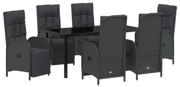Kert étkező szett párnával 7 pcs Fekete polirattan