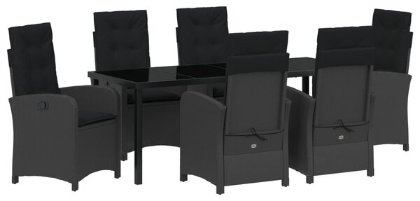 Kert étkező szett párnával 7 pcs Fekete polirattan