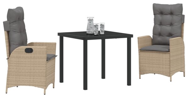 Kert étkező szett párnával 3 pcs Bézs polirattan