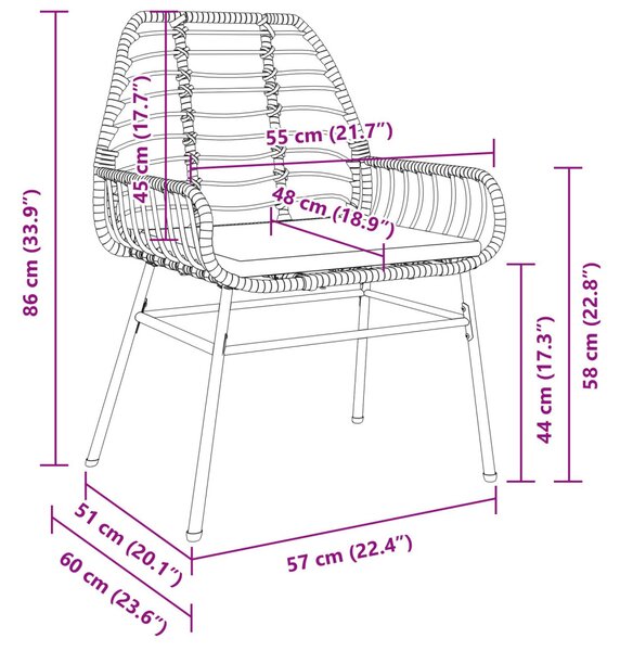 Kert étkező szett 7 pcs Barna polirattan
