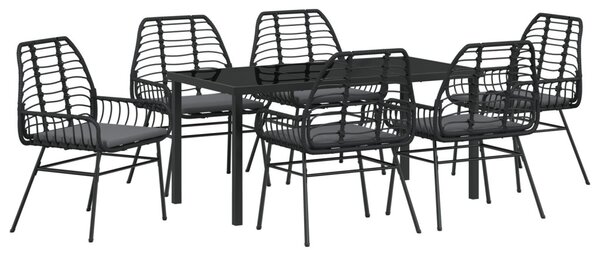 Kert étkező szett 7 pcs Fekete polirattan