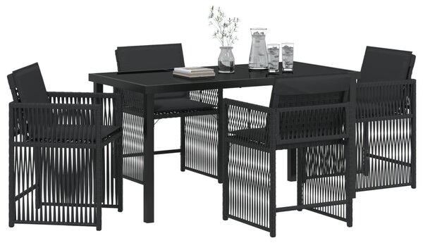 Kert étkező szett 5 pcs Fekete polirattan