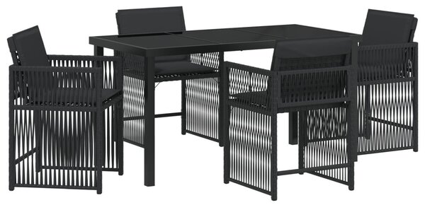 Kert étkező szett 5 pcs Fekete polirattan