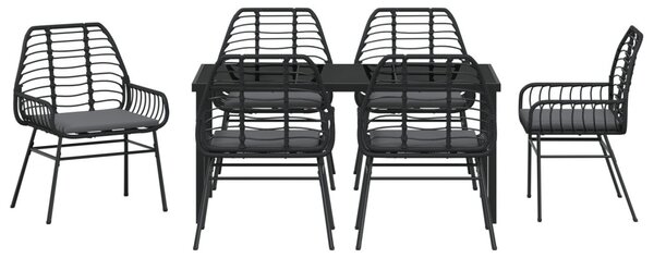 Kert étkező szett 7 pcs Fekete polirattan